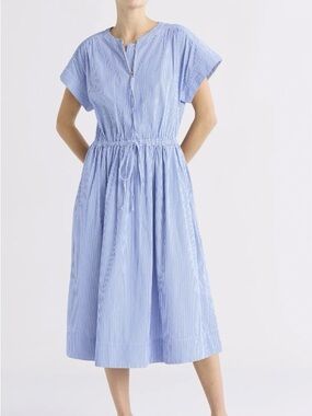 Free Assembly Women's Cotton Midi Shirtdress with Drawstring Waist — S